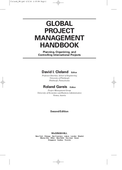 Global project management handbook planning organizing and controlling international projects second edition 2nd edition. - Die prufung und zulassung von pflanzenschutzmitteln.
