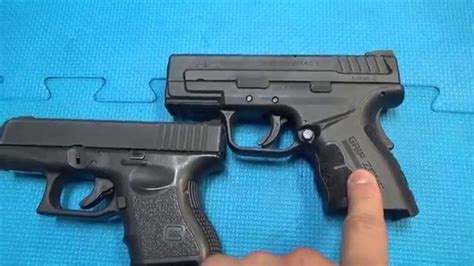 Glock vs xd. Glock 19 vs Glock 17. The Glock 17 and the Glock 19 are very nearly identical, with the Glock 17 having a barrel about 1/2 inch longer and a grip about 1/2 inch longer than the Glock 19. The longer grip of the 17 allows for a slightly longer magazine, which holds an additional 2 rounds bringing its mag capacity to 17 vs. 15 for the Glock 19. 