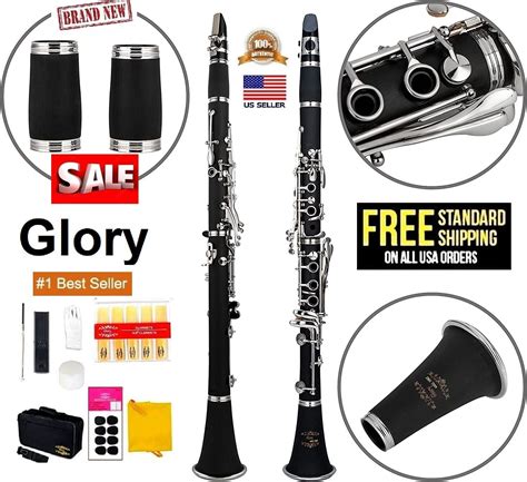 Glory B Flat Clarinet with Second Barrel, 11reeds,8 …