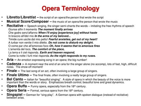 Glossary of Opera Terminology - StageAgent Theatre Blog