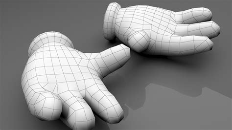 Glove Cartoon Hand in White 3D Model
