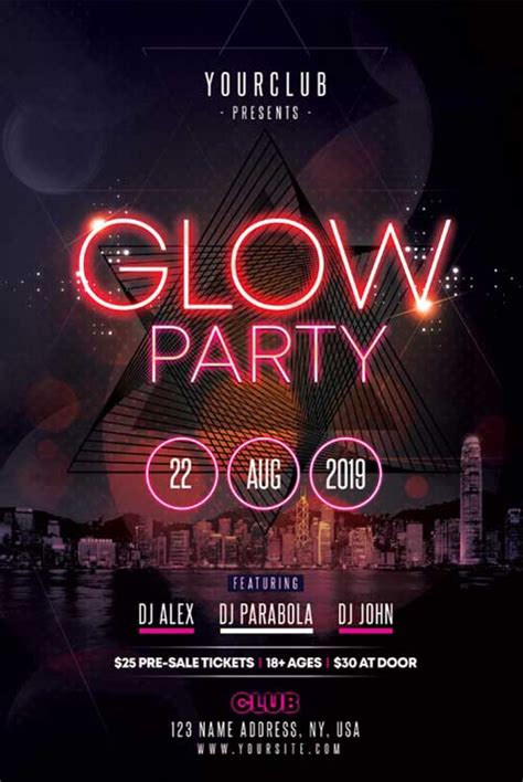 Glow Party Free PSD Flyer Template - Freebie Flyer - FFFLYER