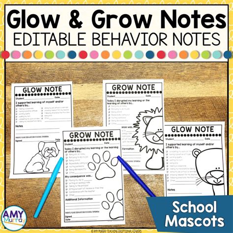 Glow and Grow Notes Editable Behavior Notes Teaching Exceptional