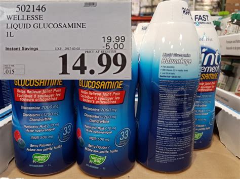 Glucosamine liquid costco. The starting dose for most glucosamine chondroitin supplements is typically 1,500 milligrams (mg) of glucosamine and 1,200 mg of chondroitin daily for one to two months. If you start feeling better, you can reduce your dose to 1,000 mg of glucosamine and 800 mg of chondroitin per day. However, before you start taking … 