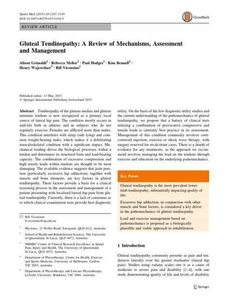 Gluteal Tendinopathy: A Review of Mechanisms, Assessment and …