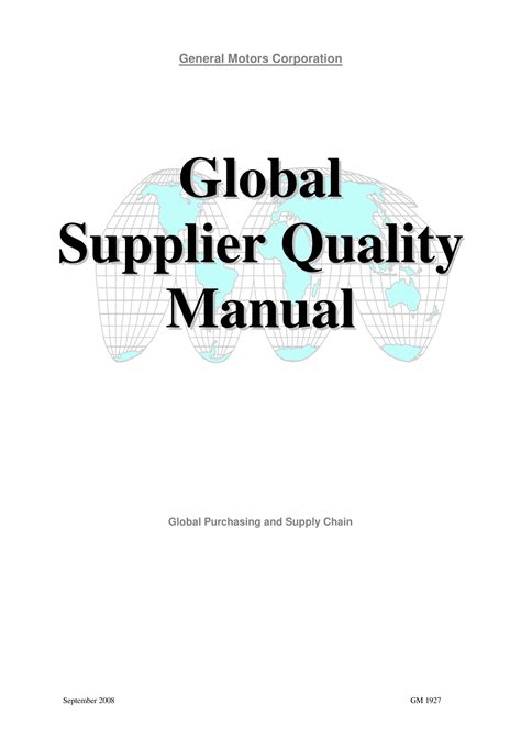 Gm 1927 global supplier quality manual. - Micro power forklift battery charger manual.