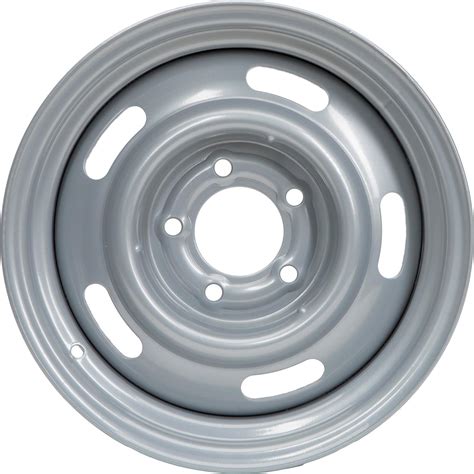 Wheels These all new steel rally wheels are available in a silver painted finish. They feature a 4.25" backspace and come with a 5 on 4.75" bolt pattern. 15" x 7" size with 4.25" back spacing Silver painted finish For RWD vehicles only Direct fit pattern fits 5 on 4.75" bolt circle Set of 4 Beauty Rings Modeled after 70's GM factory equipped rally wheel beauty …
