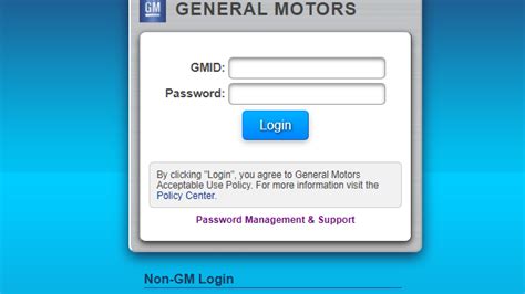 Sign in page where you can sign in to your GM Account.. 