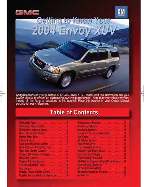 Gmc envoy xuv 2004 owners manual. - Orion research ea 920 ion analyzer manual.