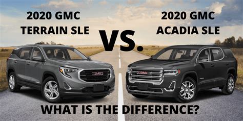 Gmc terrain vs acadia. 2022 GMC Terrain vs GMC Acadia: Interior Dimensions and Space. Size usually doesn’t matter, but it must be factored into a purchasing decision when it comes to the interior cabins of the GMC Acadia vs. Terrain. The Acadia offers seven-passenger seats, three rows of seats, and maximum cargo space of 79 cubic feet. 