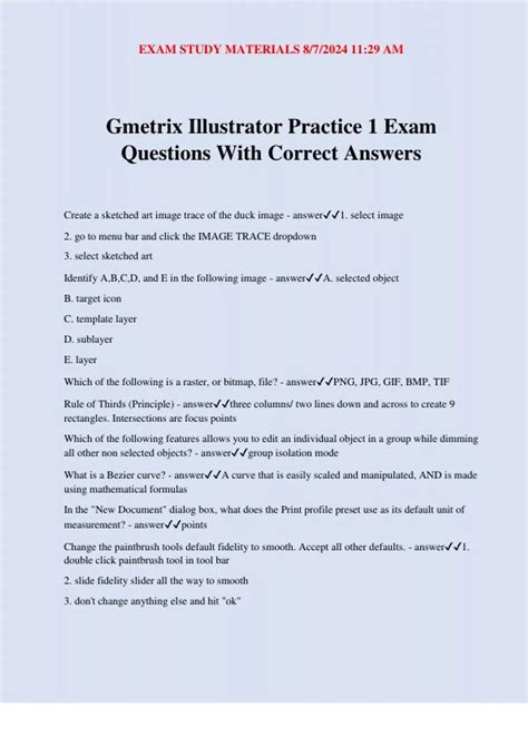 Gmetrix Test 1 questions with correct answers Gmetrix