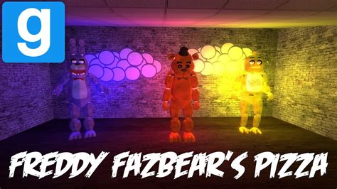 Gmod freddy fazbear's pizza. "Welcome to Freddy Fazbear's Pizza a magical place for kids and grown-ups alike, where fantasy and fun come to life! Fazbear Entertainment is not responsible for damage to property or person, upon discovering that damage or death has occured, a missing persons report will be filed within 90 days or as soon as the premesis has been thoroughly ... 