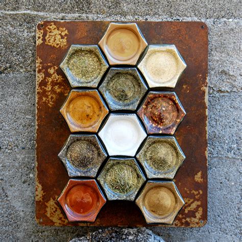 Gneiss spice. Included in the French gift set: 7 small hexagon magnetic jars for your fridge. Durable glass jars are reusable. Filled with certified organic + kosher spices. Air tight lids to keep spices fresh. Silver lids hand-stamped with spice names. Strong magnets keep jars from sliding. 