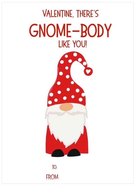 FREE PRINTABLE GNOME VALENTINES. Coloring sheets and printables are some of our most popular posts and topics on Two Kids and a Coupon.. We’ve had requests from readers to add more to our collection, and we have lots of fun new printables coming your way. Watch for new themes coming regularly and crafts to go with them.. If …. 