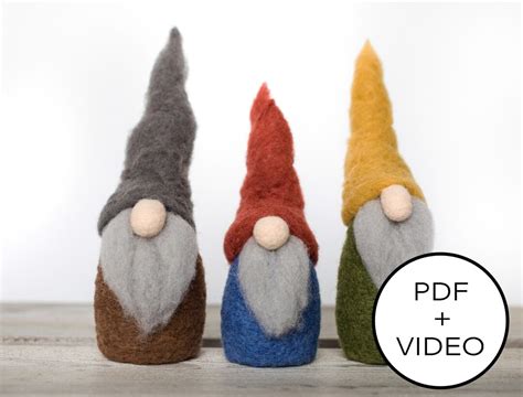 Gnomes Needle Felting Tutorial PDF Pattern Instant Download Includes