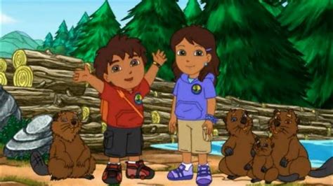 Diego and his friend, Billy the Beaver, are in the Canadi