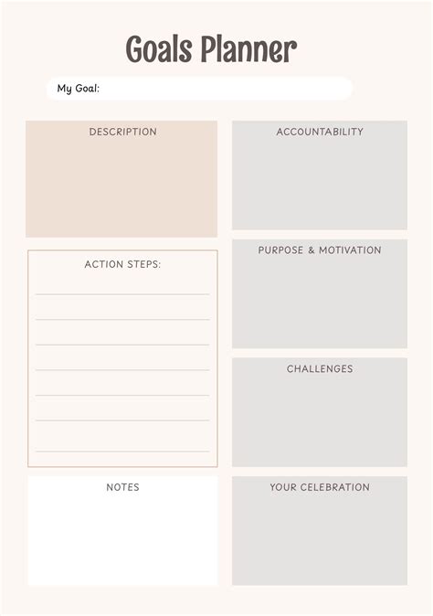 Goals Checklist Template