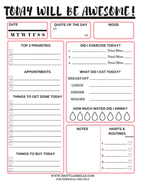 Goals Setting Worksheet Daily Goals Worksheet PDF Example Letter