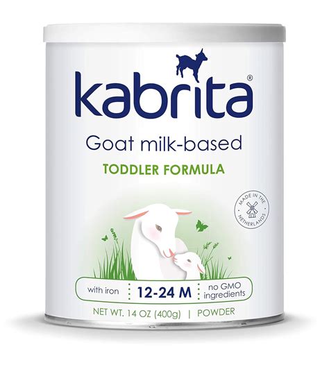 Goat formula. Goat Toddler Formula 28.2oz (12 - 36 months) $44.99. $44.99. SaleComing Soon! /. Our Goat milk is made with love in Europe. We don’t do palm oil, corn syrups, soya, fish oil or other cheap additives. What we do instead is A2 Whole Goat's Milk and Goat Whey with natural MFGM, HMOs (3'-GL) and Plant-Based DHA. 