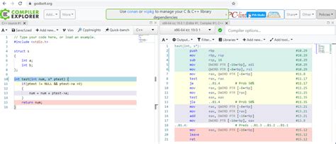 Godbolt run code.  It allows you to type in C/C++ code, select from a whole host of comp...