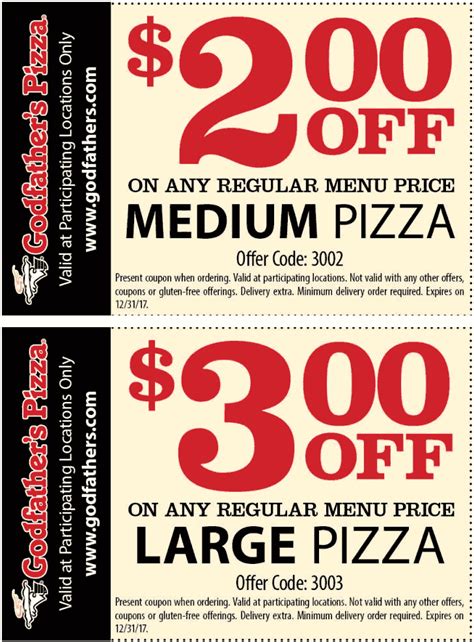 Godfather S Pizza Coupons Printable
