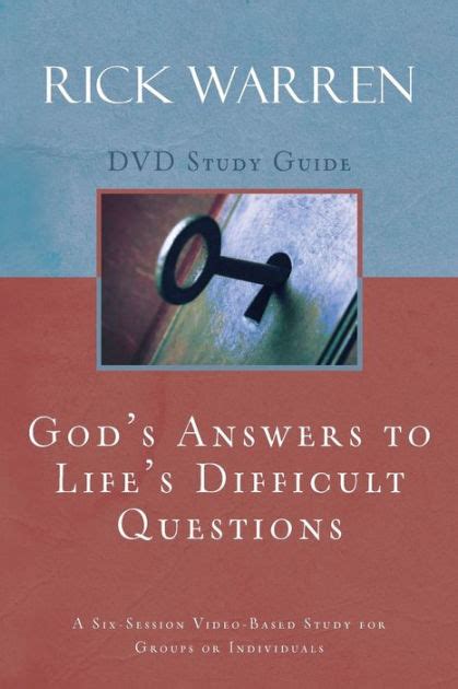 Gods answers to lifes difficult questions study guide with dvd. - ?de qué vive haya de la torre?.