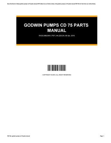 Godwin pumps cd 75 parts manual. - Manual de corporate finance y banca de inversion.