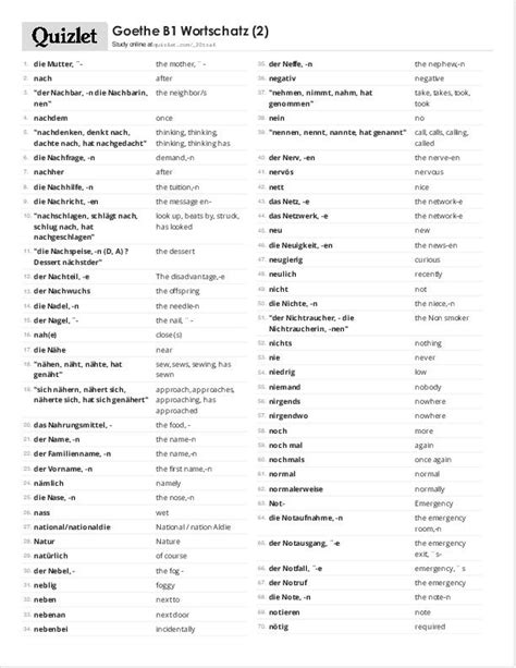 Goethe b1 vocabulary list.  15 lists of words Click on the Goethe inst...