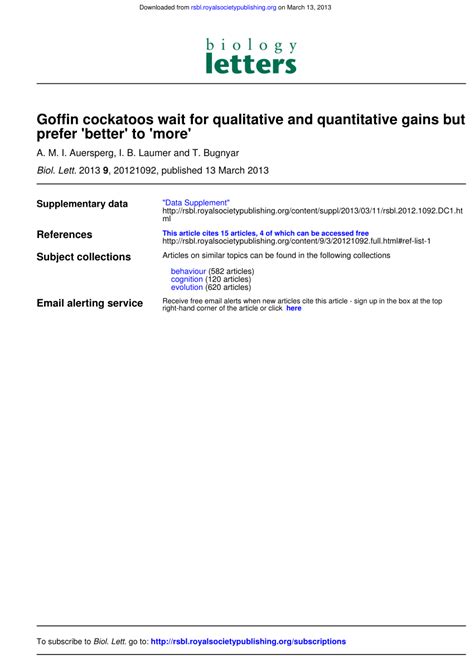 Goffin cockatoos wait for qualitative and quantitative gains but …