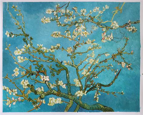  Almond Blossom. On January 31, 1890, Theo van Gogh announced the birth of his son in a letter to Vincent van Gogh. The little boy was named Vincent Willem, after Vincent. Van Gogh, who was extremely close to his younger brother, immediately set about making a painting of his favorite subject: blossoming branches against a blue sky. .