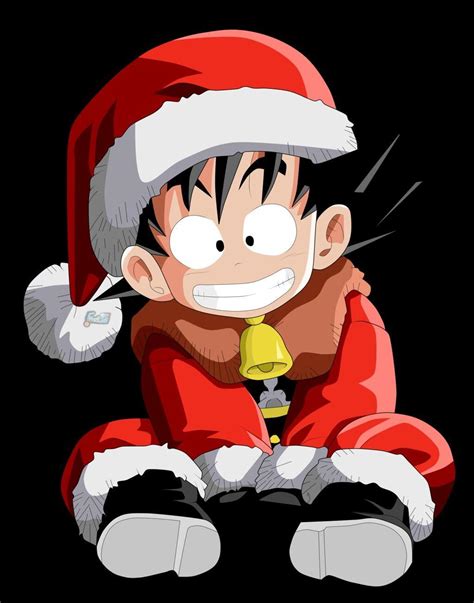 This Young Goku - Goku With Christmas Hat is high quality PNG picture 