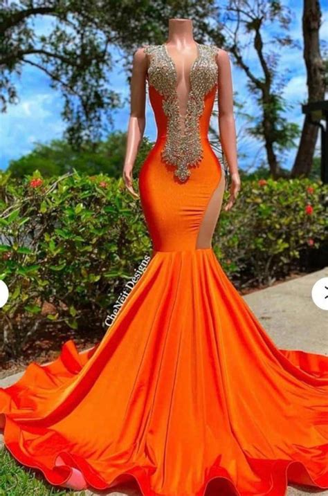 Gold, Orange Prom Dresses JJ