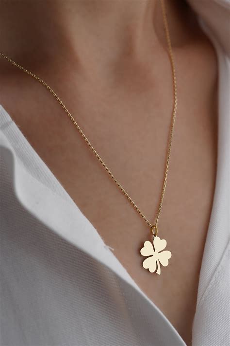 Gold Four Leaf Clover Necklace - Etsy