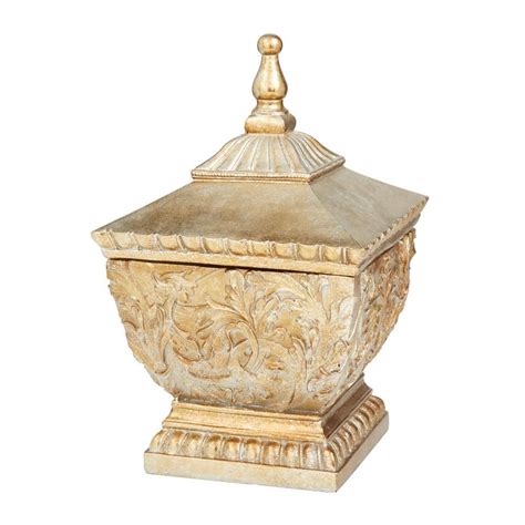 Gold Polystone Traditional Decorative Jar - The Home Depot