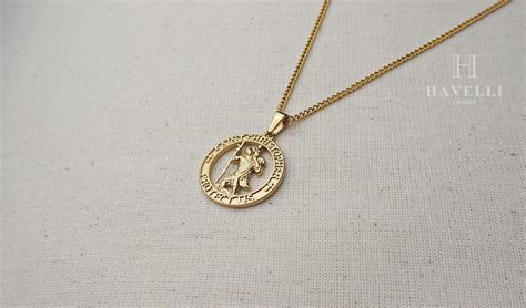 Gold St Christopher Pendant 18k Gold Saint Christopher - Etsy