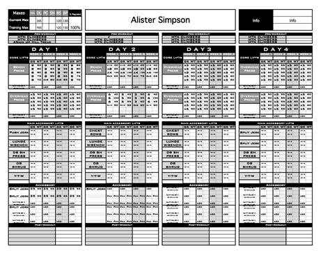 Gold Strength Conditioning Templates Excel Training Designs