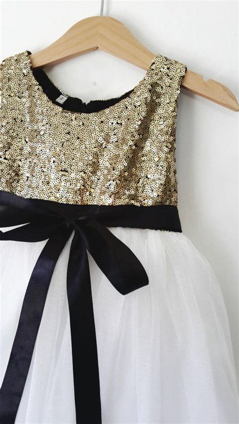 Gold and Black Flower Girl Dress - Etsy