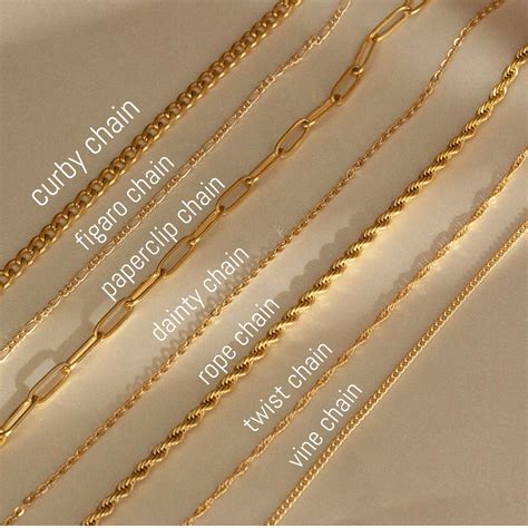 Gold chain styles. Collection: Gold Chain Necklaces. Choose from the largest selection of 10k, 14k, and 18k Solid Gold Chains at the lowest prices online. Sort by: 1633 products Filter: Remove all. Metal Type (0) Metal Type. Rose Gold (51) Rose Gold (51 products) Two Tone Gold (29) Two Tone Gold (29 products) White Gold ... 