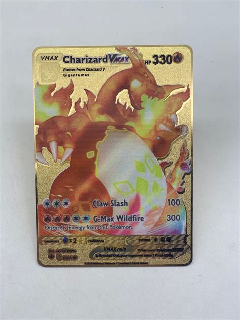Pokemon TCG Charizard VMax 020/189 Gold Metal Foil HP 330 Fan Art. eBay. $6.00. Jan 27, 2023. pokémon card gold coloured coin in display case new and unopened. eBay. $4.94. Jan 27, 2023. pokémon card gold coloured coin in display case new and unopened.. 