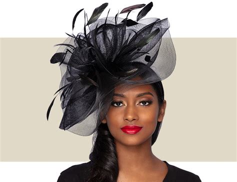 Black Fascinator Hats. No matter what the occasion, you will always look fashionable and chic when you wear black. After all, this color is always in season! Our shop carries a wide variety of black fascinator hats from many different well-known, high-end designers, including Vixen Millinery, Nigel Rayment, Gina Foster Millinery, and Jane ... .