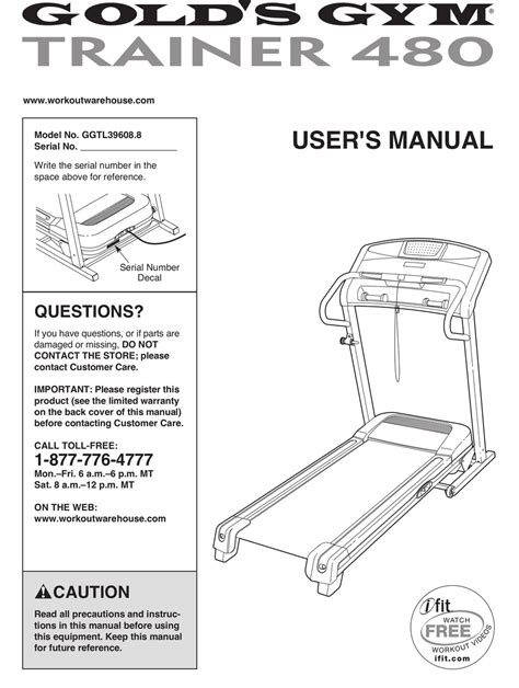 Gold gym treadmill 480 user manual. - Le livre des mères et des enfants.