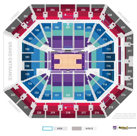 Golden 1 Center Club Seats & Premium Areas. Club Seats - On the Golden 1 Center seating chart, Club Seats are located in the first ten rows of sideline sections 106-108 and 119-121. This includes rows AAA-CC... Courtside Seats (Kings Games) - Widely regarded as the best seats for a Kings game, Courtside Seats at Golden 1 Center take you as .... 