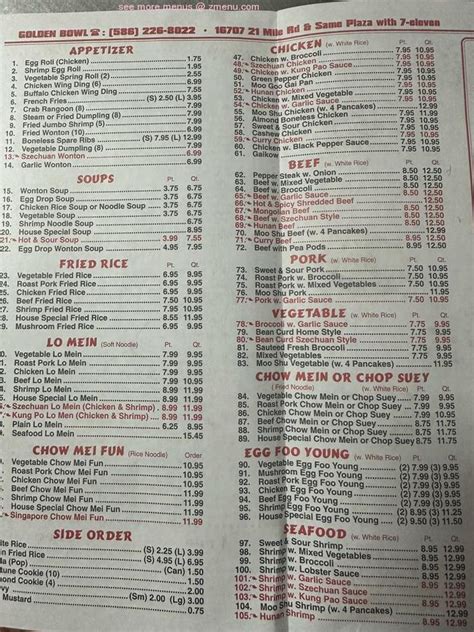 Golden Bowl Carry Out Macomb, MI 48044 - Menu, 61 Reviews …