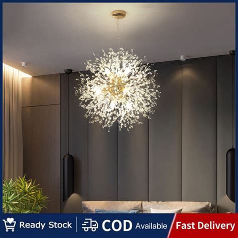 Golden Crystal Dandelion LED Chandelier Fireworks Pendant …