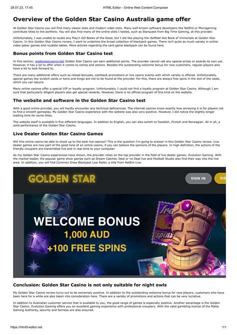 Golden Star casino Australia VIP program