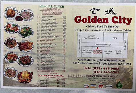 Golden city chinese restaurant syracuse ny. We Re-Open Now. Welcome to Golden City Chinese Restaurant. Located at 4457 East Genesee Street, Dewitt, NY 13214, our restaurant offers a wide array of authentic Chinese food, such as Kung Po Shrimp, General Tso's Chicken, Golden Sesame Beef, Happy Family, Four Seasons. 