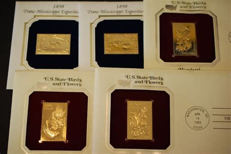 This collectible item is a fantastic collection titled “Golden Replicas of United States Stamps” released in 2000 by the Postal Commemorative Society. See this item Live on YouTube. It’s a sturdy burgundy binder with 3-pocket sheets inserted and filled with 22kt gold proof replicas of U.S. postage stamps and the original matching U.S.. 