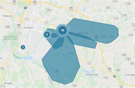 Goldsboro nc power outage. A power outage has affected an area on the east side of Goldsboro leaving over 7,000 Duke Energy customers in the dark. According to the Duke Energy outage map, the places affected includes Berkeley Boulevard and areas along E. New Hope Road and Highway 111. 