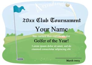 Golf Certificate Template 9+ Word, PSD Format Download Free & Premium Templates