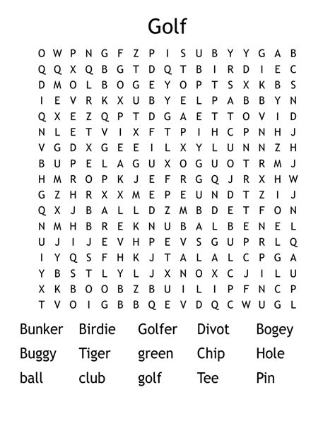 Golf Word Search WordMint